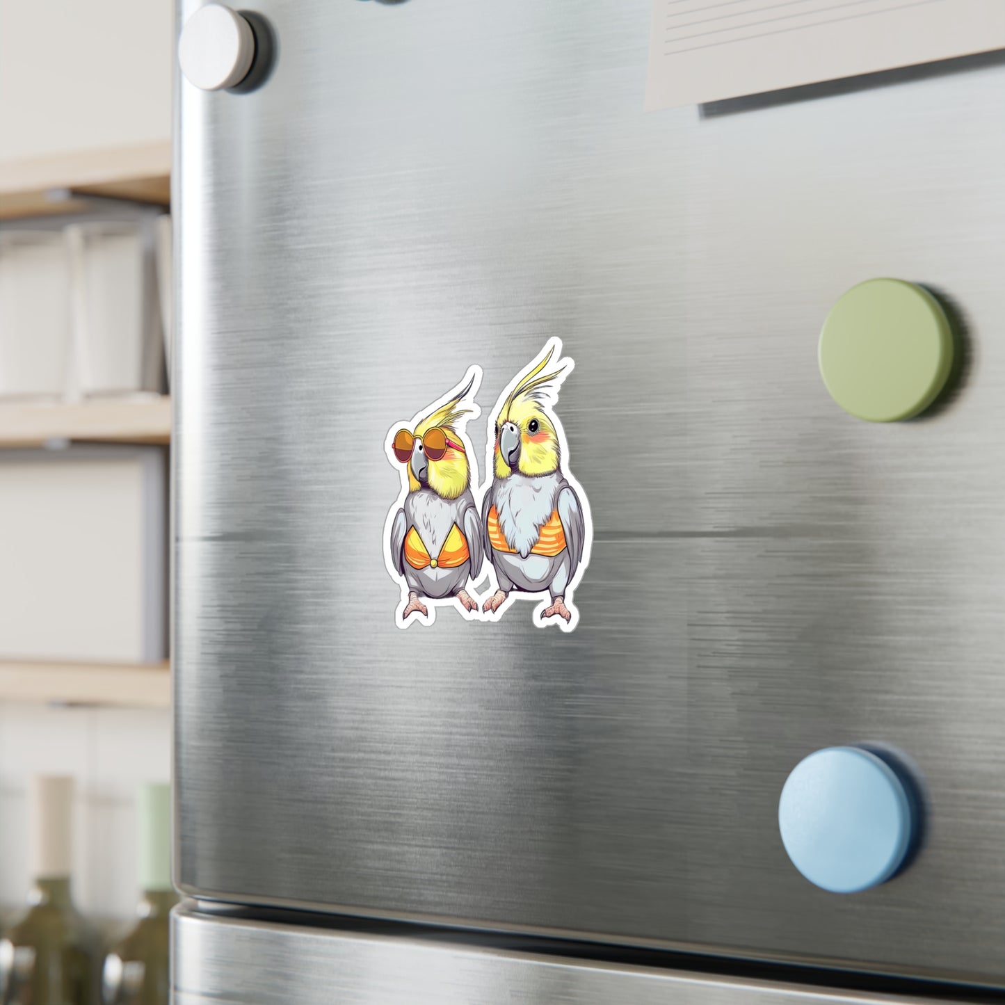 Cockatiel Beach Vinyl Decals – Water, Scratch, and UV-Resistant Kiss-Cut Stickers