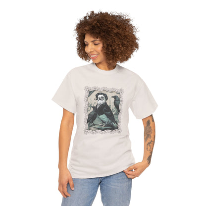 Quoth the Budgie, Nevermore Gothic Dark Academia Unisex Heavy Cotton Tee | Edgar Allan Poe Budgie Shirt