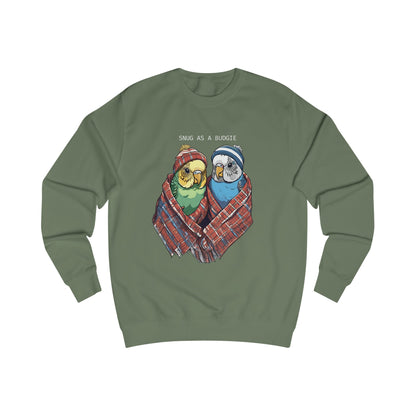 "Snug as a Budgie" Unisex Soft Cotton Sweatshirt - Cozy Budgie-Themed Sweater