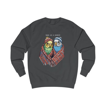 "Snug as a Budgie" Unisex Soft Cotton Sweatshirt - Cozy Budgie-Themed Sweater