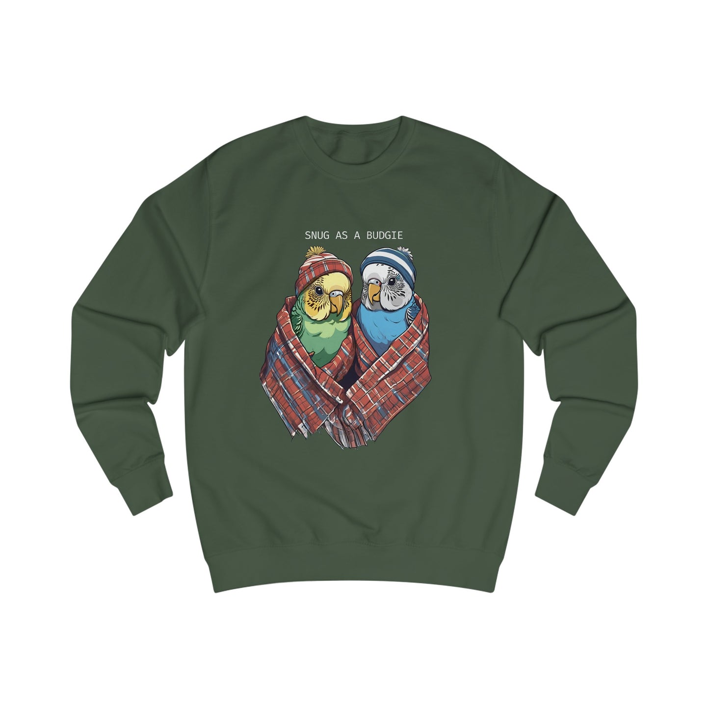 "Snug as a Budgie" Unisex Soft Cotton Sweatshirt - Cozy Budgie-Themed Sweater