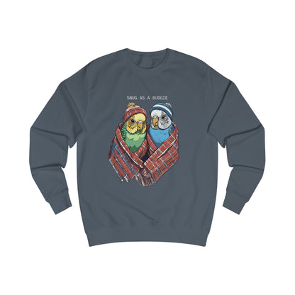 "Snug as a Budgie" Unisex Soft Cotton Sweatshirt - Cozy Budgie-Themed Sweater