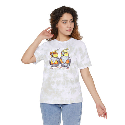 Unisex Tie-Dye Cockatiel Beach T-Shirt – Fun Summer Graphic Tee