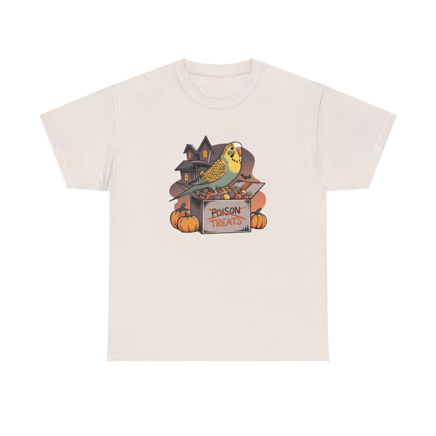 Trickster Treats Budgie Halloween Unisex Heavy Cotton Tee