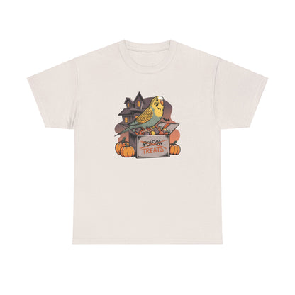 Trickster Treats Budgie Halloween Unisex Heavy Cotton Tee