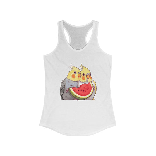 Women's Racerback Tank – Cute Cockatiel Watermelon Design | Slim Fit, Lightweight