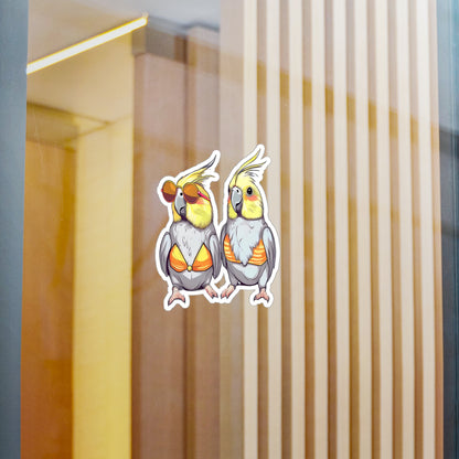 Cockatiel Beach Vinyl Decals – Water, Scratch, and UV-Resistant Kiss-Cut Stickers