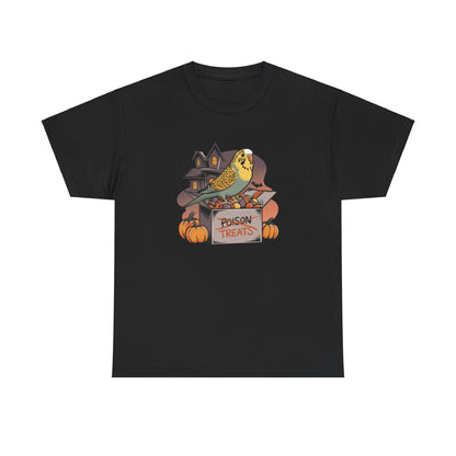 Trickster Treats Budgie Halloween Unisex Heavy Cotton Tee