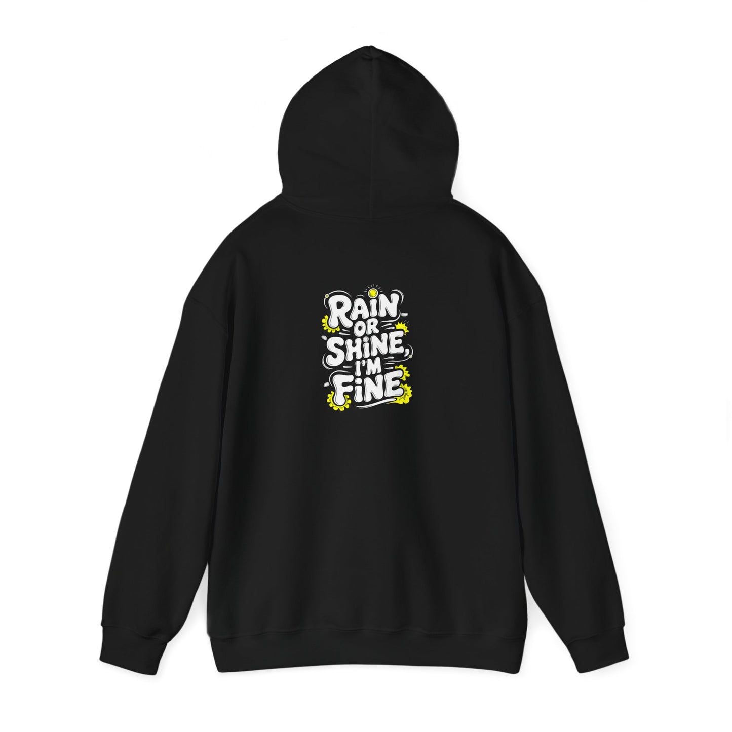 Budgie in Neon Yellow Rain Boots Unisex Heavy Blend™ Hooded Sweatshirt | "Rain or Shine I'm Fine" Hoodie