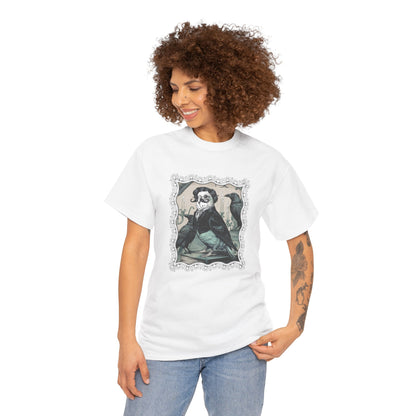 Quoth the Budgie, Nevermore Gothic Dark Academia Unisex Heavy Cotton Tee | Edgar Allan Poe Budgie Shirt