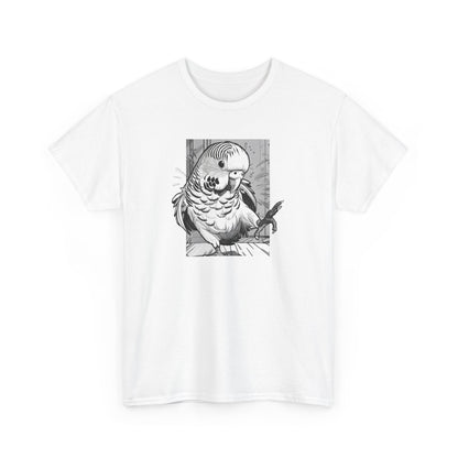 Budgie Karate Kick Unisex Heavy Cotton Tee | Parakeet Martial Arts T-Shirt