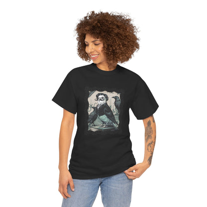 Quoth the Budgie, Nevermore Gothic Dark Academia Unisex Heavy Cotton Tee | Edgar Allan Poe Budgie Shirt