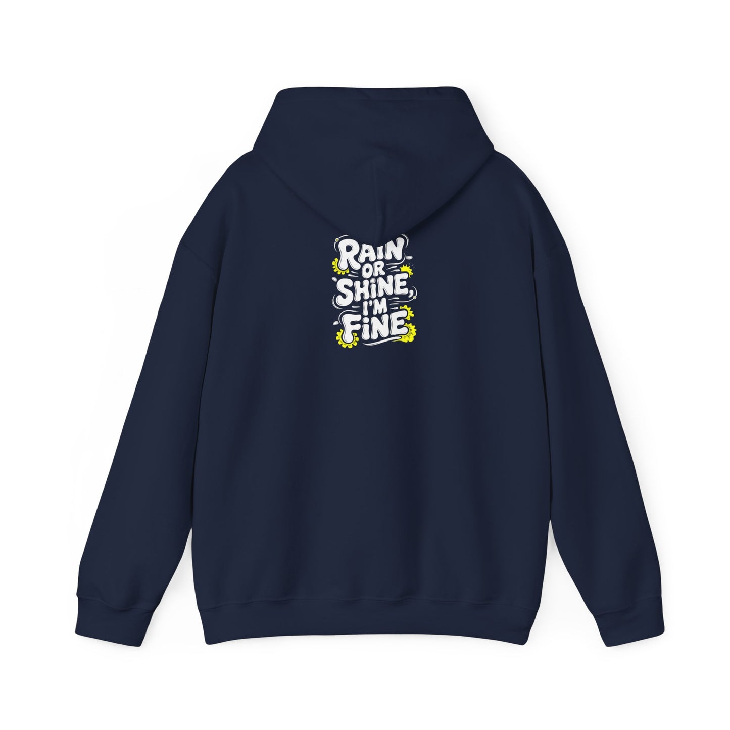 Budgie in Neon Yellow Rain Boots Unisex Heavy Blend™ Hooded Sweatshirt | "Rain or Shine I'm Fine" Hoodie