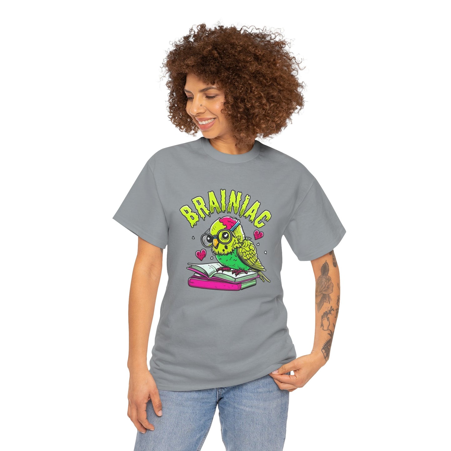 Brainiac Zombie Budgie Unisex Heavy Cotton Tee | Geeky Halloween Apparel