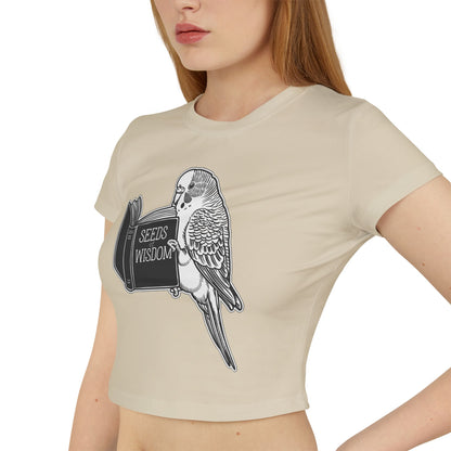 Budgie Reading "Seeds of Wisdom" Women's Baby Tee | Organic Cotton Slim Fit Shirt