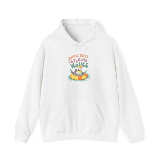 "Sunny Days, Catching Waves" Unisex Heavy Blend™ Hooded Sweatshirt - Cockatiel Design